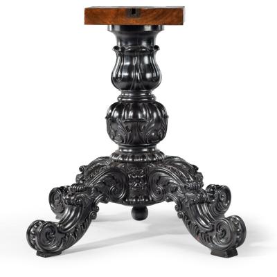 A large Anglo Ceylonese ebony and specimen wood centre table circa 1840