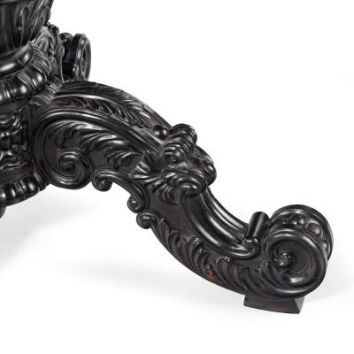 A large Anglo Ceylonese ebony and specimen wood centre table circa 1840