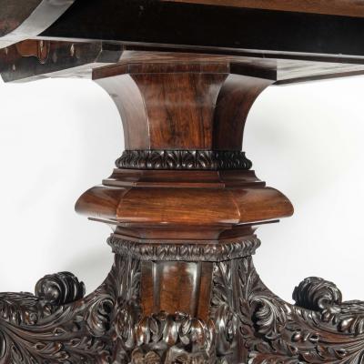 A large George IV brass inlaid rosewood centre table attributed to Gillows