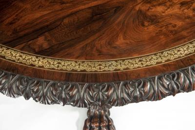 A large George IV brass inlaid rosewood centre table attributed to Gillows