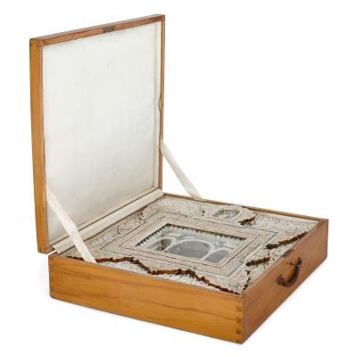 A large Holy Land mother of pearl abalone shell and olive wood icon