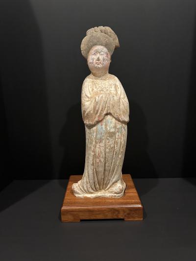 A large Pottery Tomb Figure of a Corpulent Lady TL tested