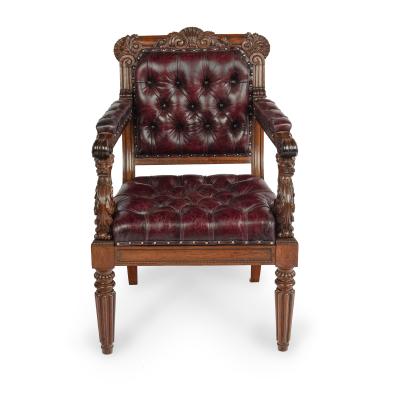 A large and fine pair of rosewood Regency armchairs