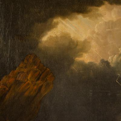 A large and impressive 19th Century painting on canvas depicting ships 