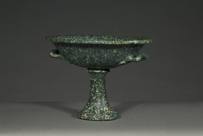 A large and rare green porphyry vase navette