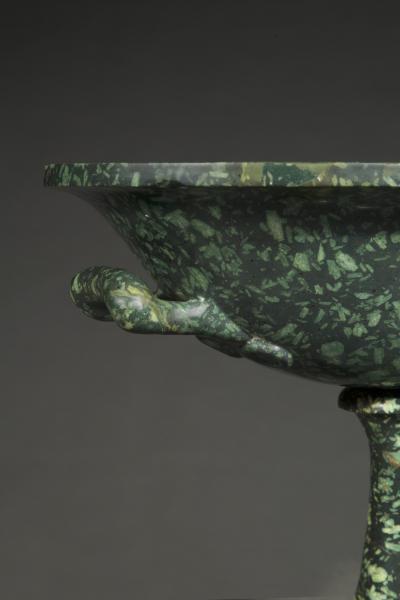 A large and rare green porphyry vase navette