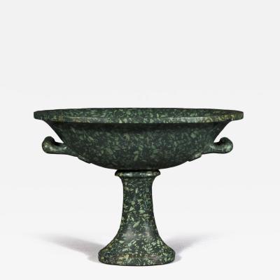 A large and rare green porphyry vase navette