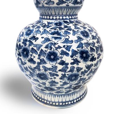 A large blue and white porcelain vase in the Chinese Style 1970s