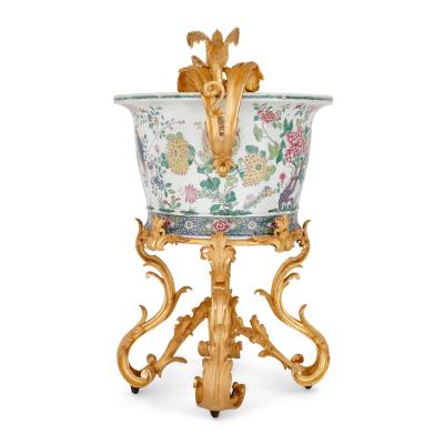 A large ormolu mounted Chinese porcelain jardini re