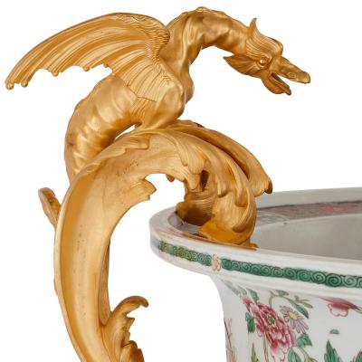 A large ormolu mounted Chinese porcelain jardini re