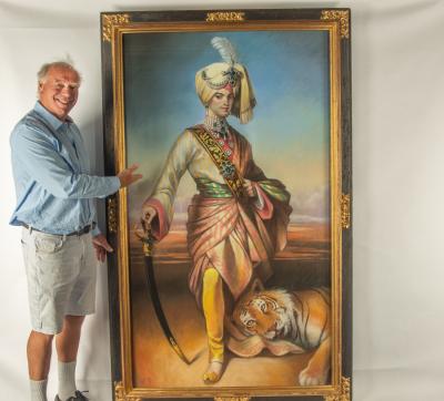 A large pastel painting of Maharaja Duleep Singh after Winterhalter