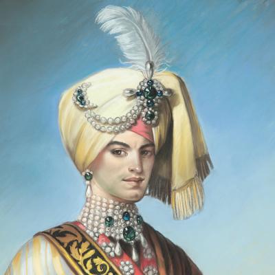 A large pastel painting of Maharaja Duleep Singh after Winterhalter