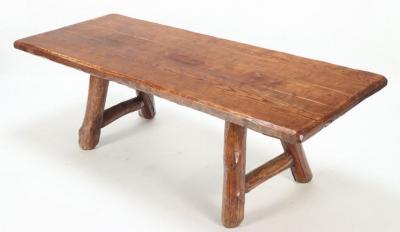 A large rustic modern French farm table circa 1940 