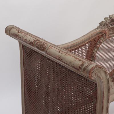 A late 19th Century French Directoire painted cane Daybed settee C 1880