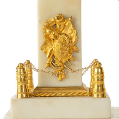 A late Louis XVI marble and ormolu portico clock