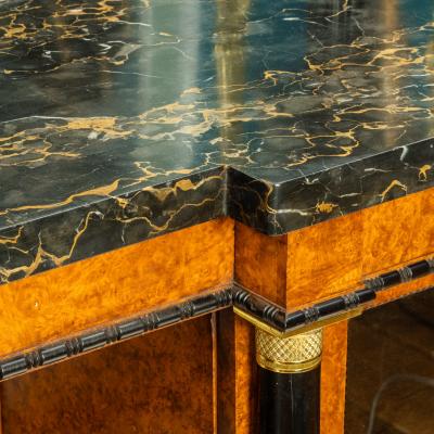 A late Regency portoro marble topped amboyna side cabinet