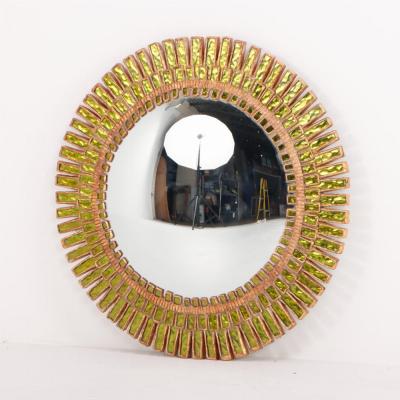 A lime glass resin convex mirror in the manner of Line Vautrin Contemporary 