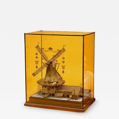A magnificent very detailed gilded bronze large model of a Dutch windmill