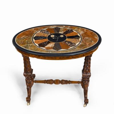A mid Victorian walnut and pietra dura table