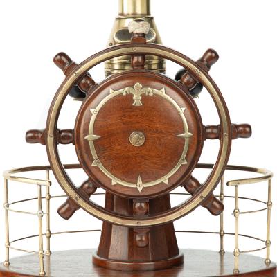 A novelty maritime teak mahogany and brass table lamp