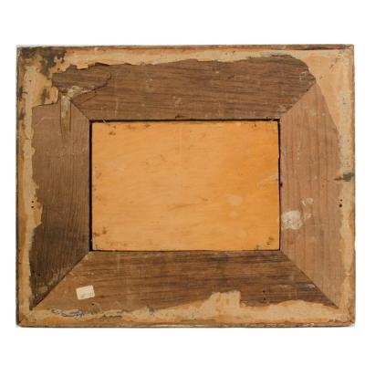 A oil on board painting of Bedouin men on beach in sunset signed indistinctly 