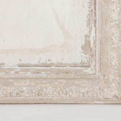 A painted French wall panel with plaster relief having three cherubs circa 1900 