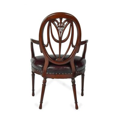 A pair mahogany Hepplewhite style arm chairs