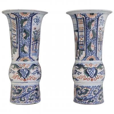 A pair of 17th century Dutch Delft vases