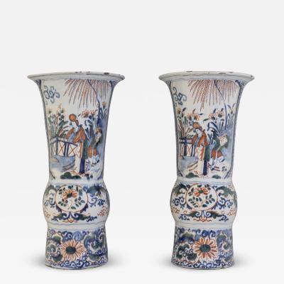 A pair of 17th century Dutch Delft vases