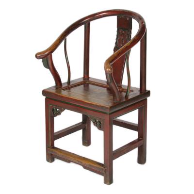 A pair of 19th Century Chinese painted horseshoe back armchairs