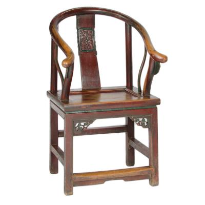 A pair of 19th Century Chinese painted horseshoe back armchairs