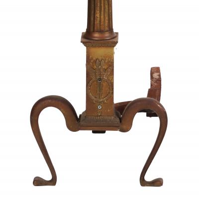 A pair of 20th Century Neoclassical Brass Andirons with Flame Finials