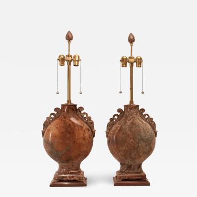 A pair of Alabaster Marbro lamps circa 1950