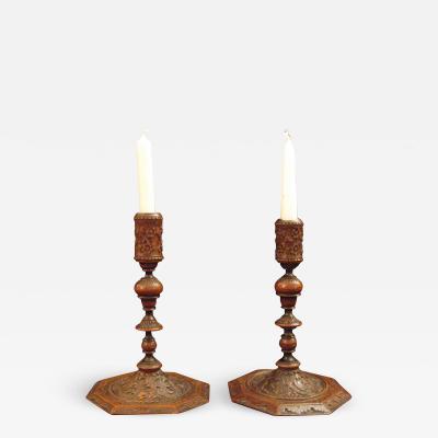 A pair of Bois de Saint Lucie Candlesticks