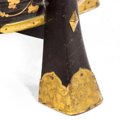 A pair of Edo period black and gold lacquer Samurai helmet boxes