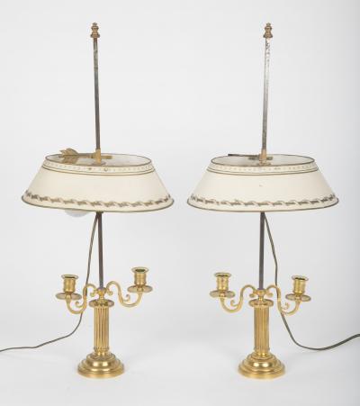 A pair of French Louis XVI Bouilliotte lamps