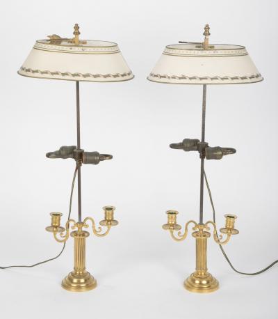 A pair of French Louis XVI Bouilliotte lamps