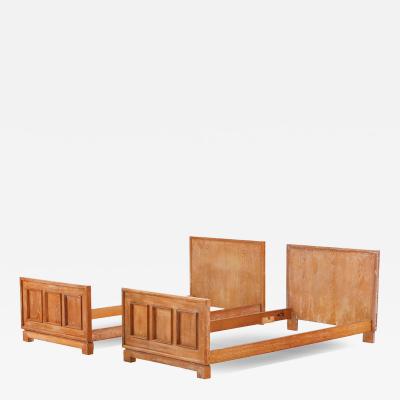A pair of French cerused oak twin beds C 1940 