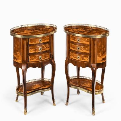 A pair of French rosewood occasional tables