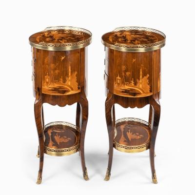 A pair of French rosewood occasional tables