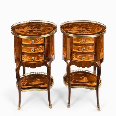 A pair of French rosewood occasional tables