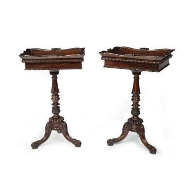 A pair of George IV rosewood flower or crocus tables attributed to Gillows
