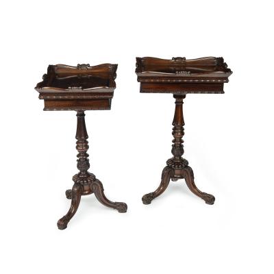 A pair of George IV rosewood flower or crocus tables attributed to Gillows