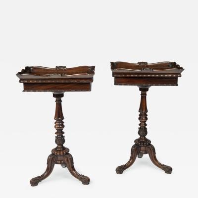 A pair of George IV rosewood flower or crocus tables attributed to Gillows