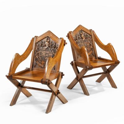 A pair of Glastonbury chairs made for the Pembertons of Durham