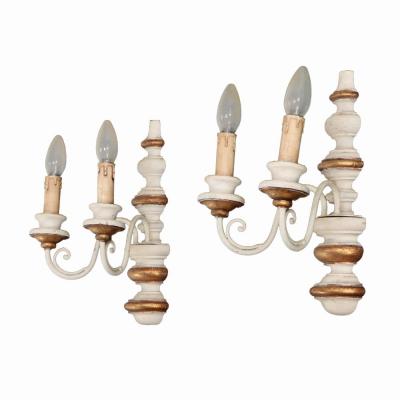 A pair of Italian painted wood sconces C 1950 