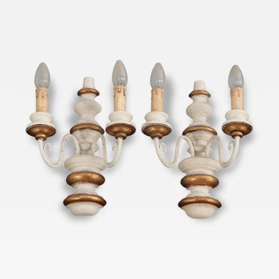 A pair of Italian painted wood sconces C 1950 