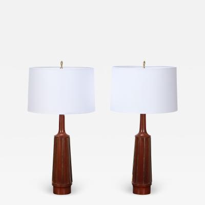 A pair of Mid Century Modern table lamps by G Thurston circa 1950 