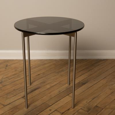 A pair of Mid Century chrome and glass round side table 1950s