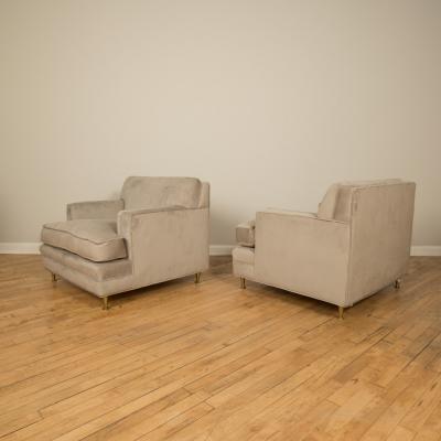 A pair of Mid Century oversized Italian club chairs with bronze legs C 1950